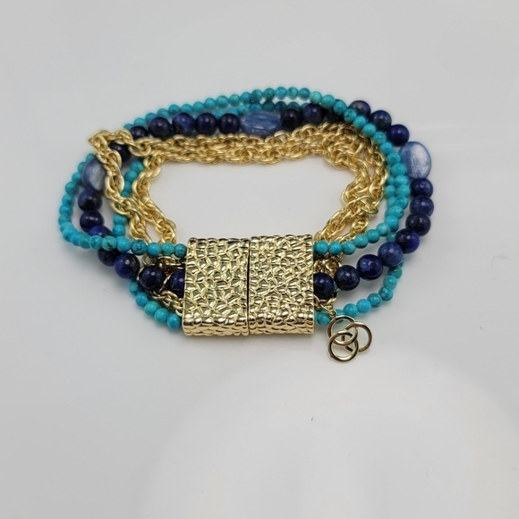Blue, aqua and gold coloured bracelet EUC - Picture 3 of 8